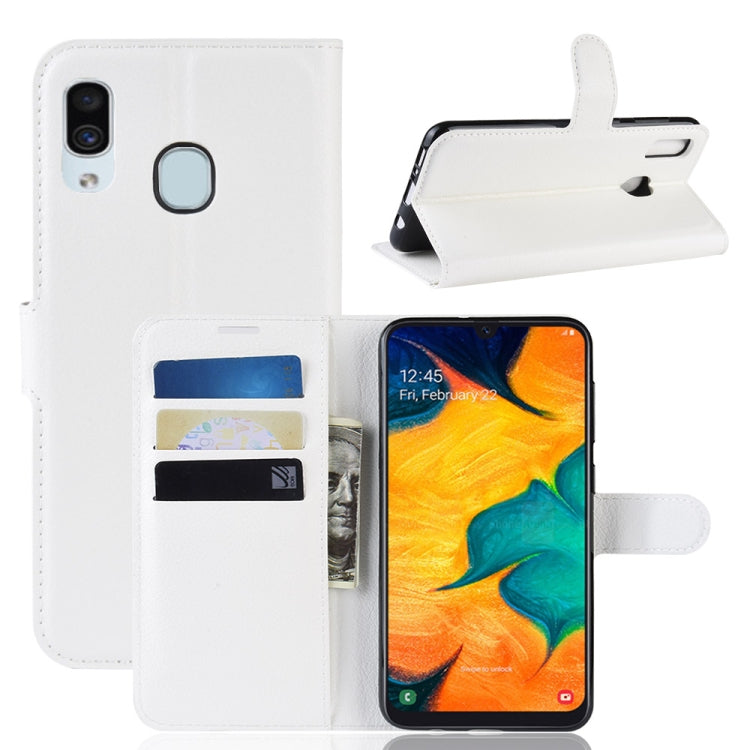 Litchi Texture Horizontal Flip Leather Case for Galaxy A30, with Wallet & Holder & Card Slots, For Galaxy A30