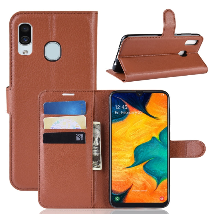 Litchi Texture Horizontal Flip Leather Case for Galaxy A30, with Wallet & Holder & Card Slots, For Galaxy A30