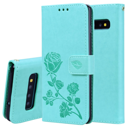 Rose Embossed Horizontal Flip PU Leather Case for Galaxy S10, with Holder & Card Slots & Wallet