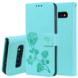 Rose Embossed Horizontal Flip PU Leather Case for Galaxy S10, with Holder & Card Slots & Wallet