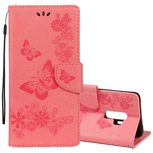For Galaxy S9+ Vintage Embossed Floral Butterfly Pattern Horizontal Flip Leather Case with Card Slot & Holder & Wallet & Lanyard, For Galaxy S9+