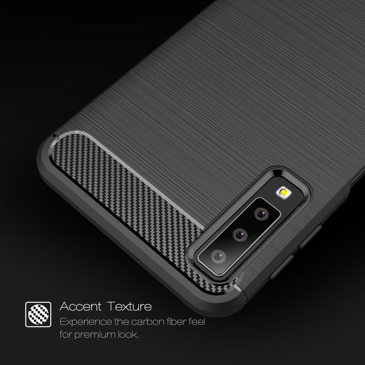 For Galaxy A7 (2018) / A750 Brushed Carbon Fiber Texture TPU Shockproof Anti-slip Soft Protective Back Cover Case, For Galaxy A7 (2018), Galaxy A7 (2018)