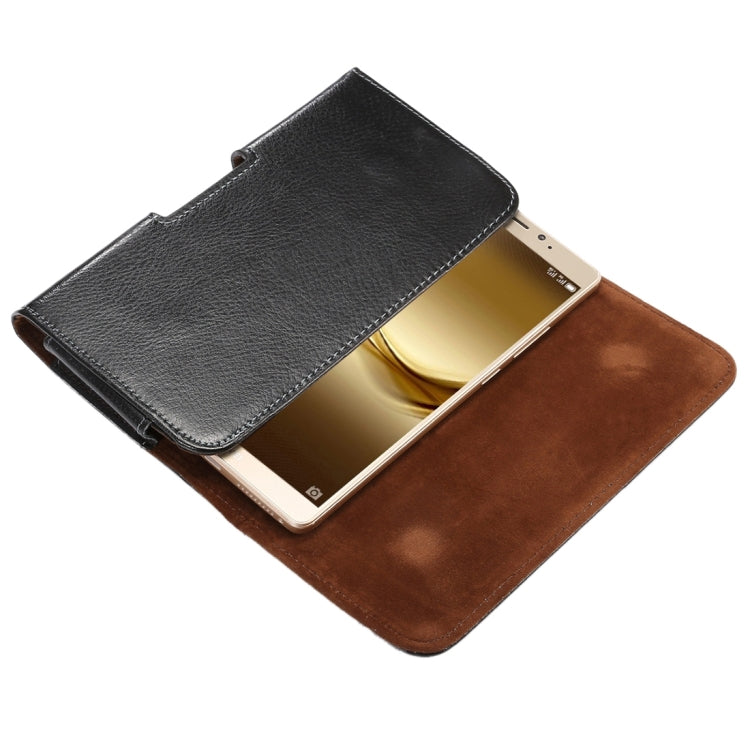 6.3 inch Litchi Texture Vertical Flip Thwartwise Genuine Leather Case / Waist Bag with Rotatable Back Splint for Galaxy Mega 6.3 / i9200 / i9208 / 9152 / 9158 / p709, etc