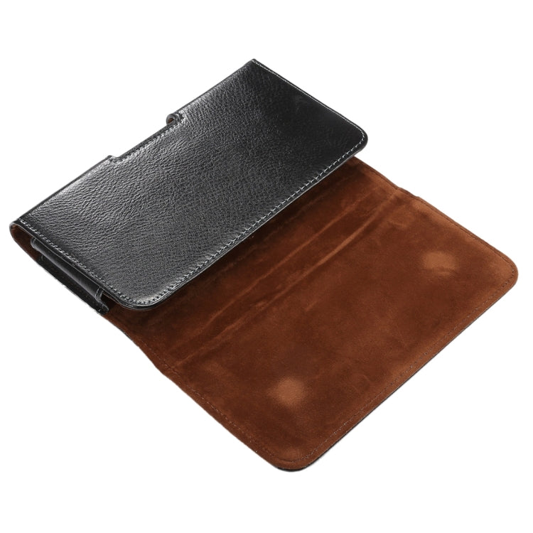 6.3 inch Litchi Texture Vertical Flip Thwartwise Genuine Leather Case / Waist Bag with Rotatable Back Splint for Galaxy Mega 6.3 / i9200 / i9208 / 9152 / 9158 / p709, etc