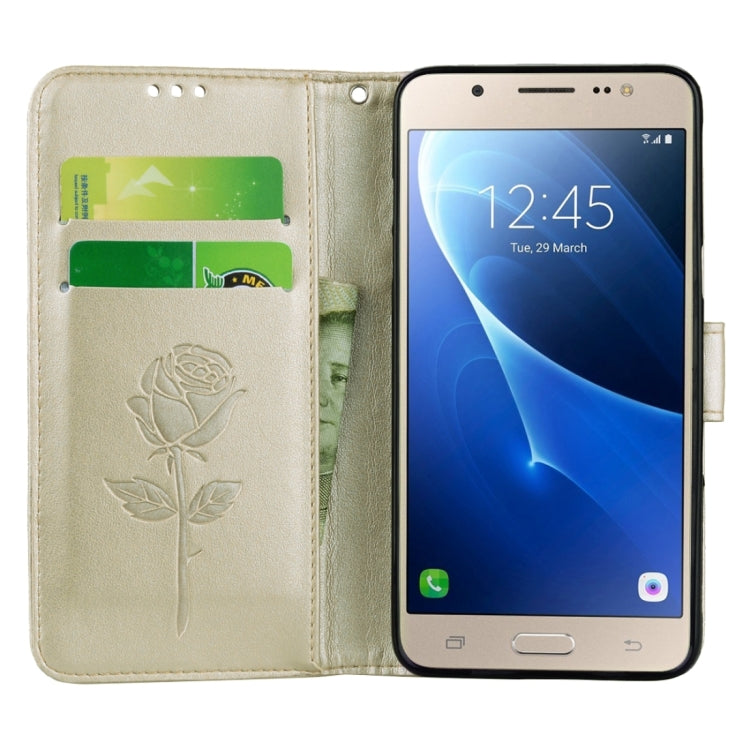 For Galaxy J5 (2016) / J510 Roses Pressed Flowers Pattern Flip Leather Case with Holder & Card Slots & Wallet