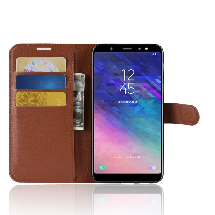 For Galaxy A6+ 2018 Litchi Texture Horizontal Flip Leather Case with Holder & Card Slots & Wallet, For Galaxy A6+ 2018, Galaxy A6+ 2018