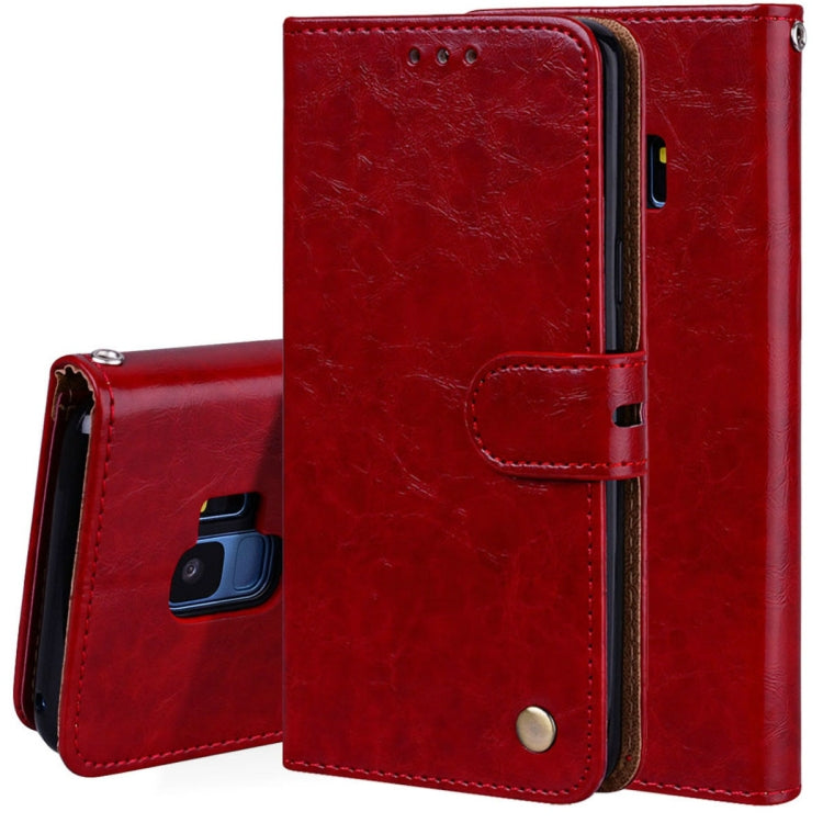 For Galaxy S9 Oil Wax Texture Horizontal Flip Leather Case with Holder & Card Slots & Wallet