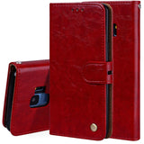 For Galaxy S9 Oil Wax Texture Horizontal Flip Leather Case with Holder & Card Slots & Wallet