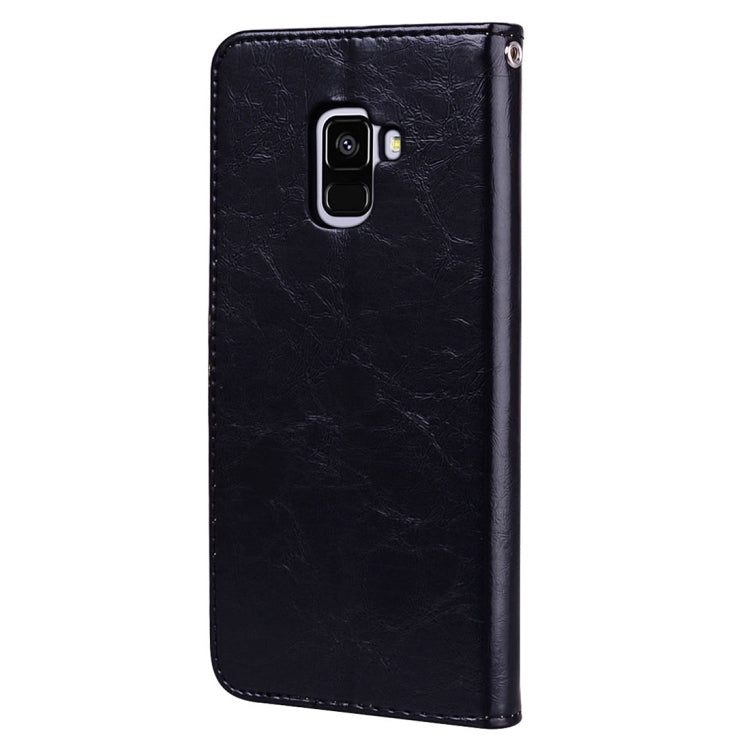 For Galaxy A8 (2018) Business Style Oil Wax Texture Horizontal Flip Leather Case with Holder & Card Slots & Wallet