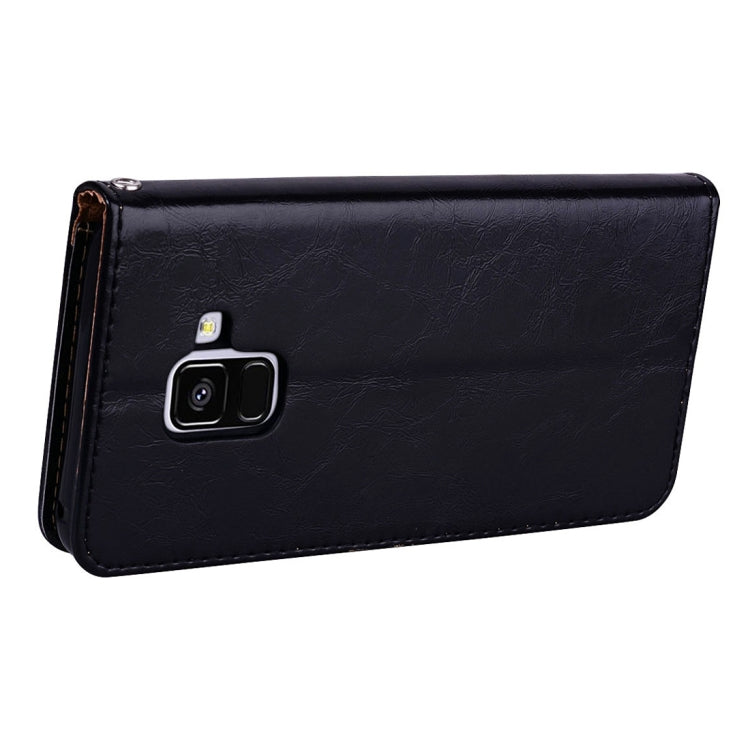 For Galaxy A8 (2018) Business Style Oil Wax Texture Horizontal Flip Leather Case with Holder & Card Slots & Wallet