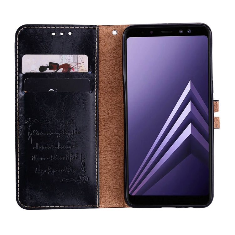 For Galaxy A8 (2018) Business Style Oil Wax Texture Horizontal Flip Leather Case with Holder & Card Slots & Wallet