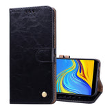 Business Style Oil Wax Texture Horizontal Flip Leather Case for Galaxy J6+, with Holder & Card Slots & Wallet