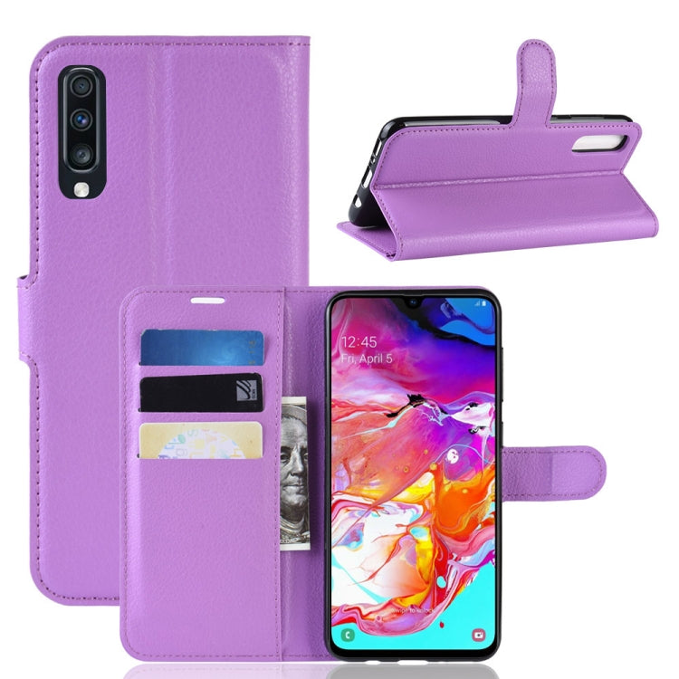 Litchi Texture Horizontal Flip Leather Case for Galaxy A70, with Wallet & Holder & Card Slots, For Galaxy A70