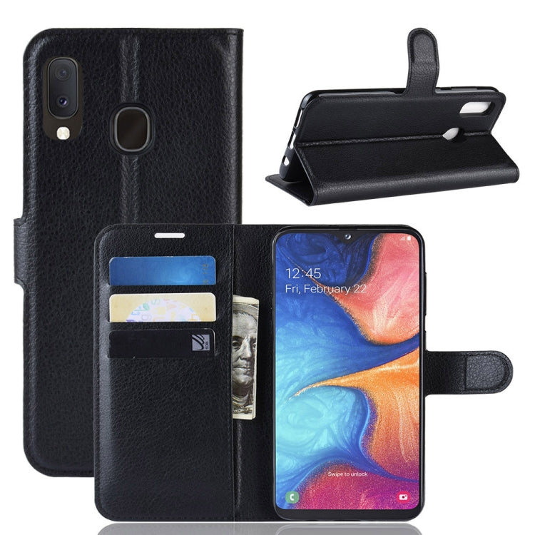 Litchi Texture Horizontal Flip Leather Case for Galaxy A20e, with Wallet & Holder & Card Slots, For Galaxy A20e