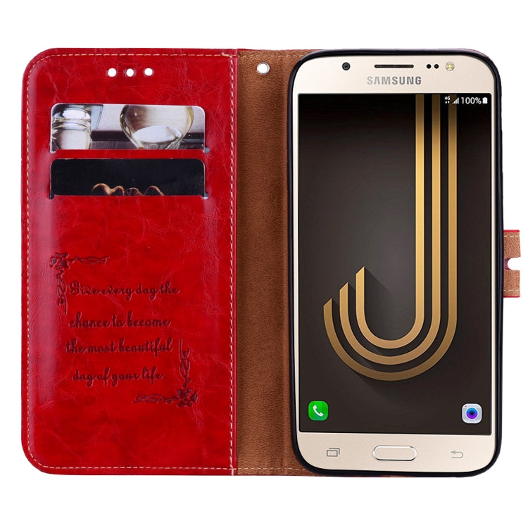 For Galaxy J3 (2017) / J330 (EU Version) Business Style Oil Wax Texture Horizontal Flip Leather Case with Holder & Card Slots & Wallet