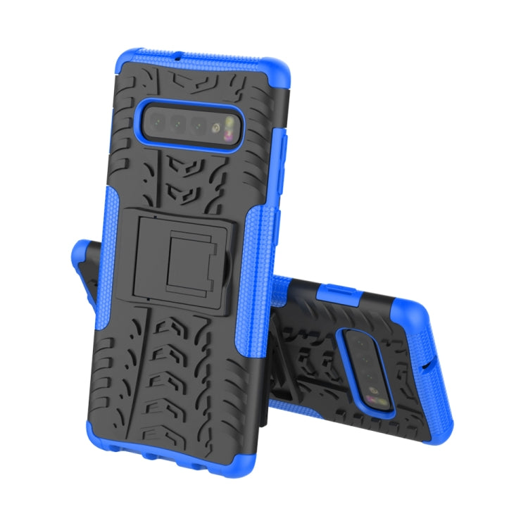Tire Texture TPU+PC Shockproof Case for Galaxy S10+, with Holder, For Galaxy S10+