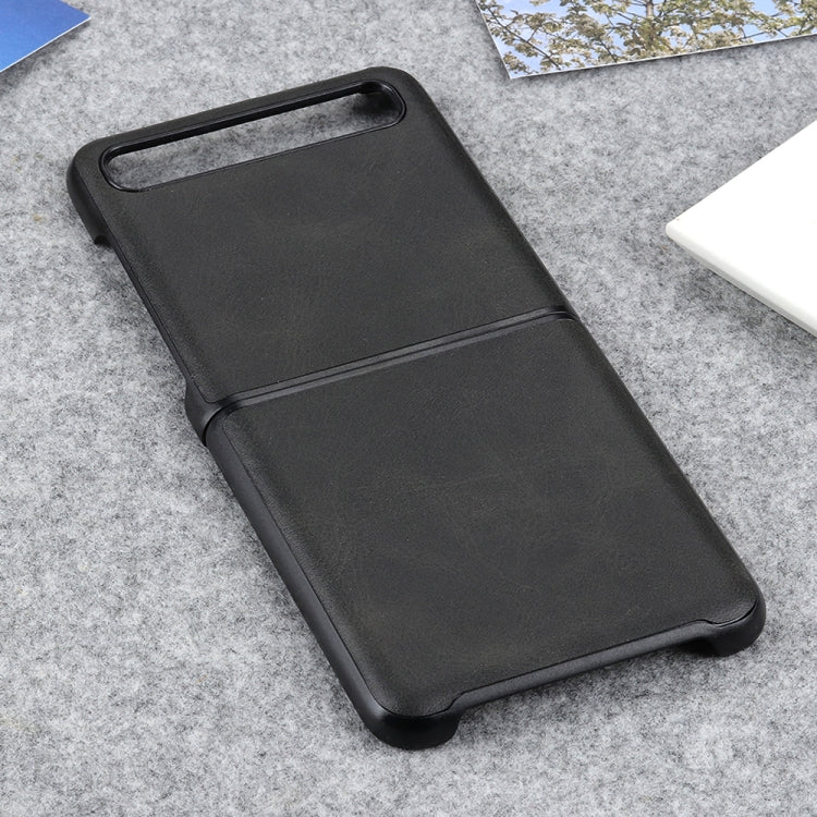 For Galaxy Z Flip Two-color Cow Leather Texture Folding Protective Case