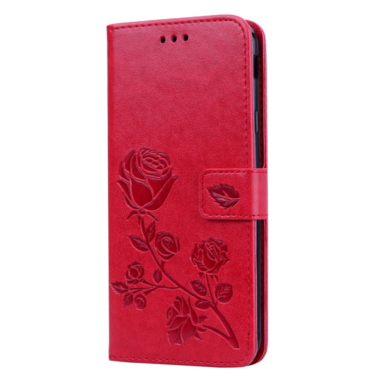 Rose Embossed Horizontal Flip PU Leather Case for Samsung Galaxy J4 Plus, with Holder & Card Slots & Wallet