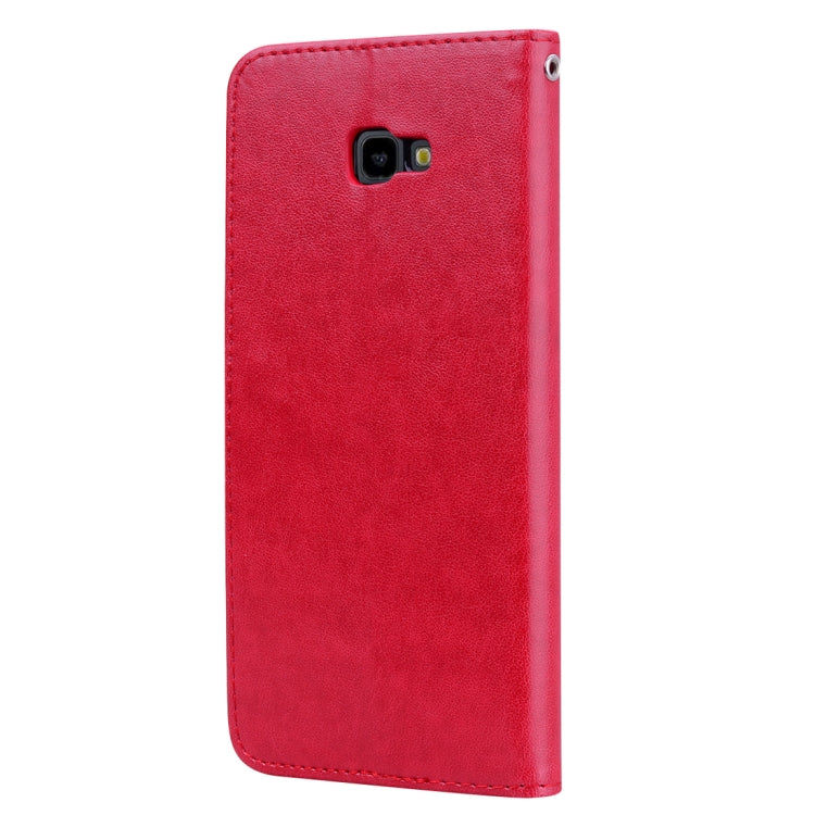 Rose Embossed Horizontal Flip PU Leather Case for Samsung Galaxy J4 Plus, with Holder & Card Slots & Wallet