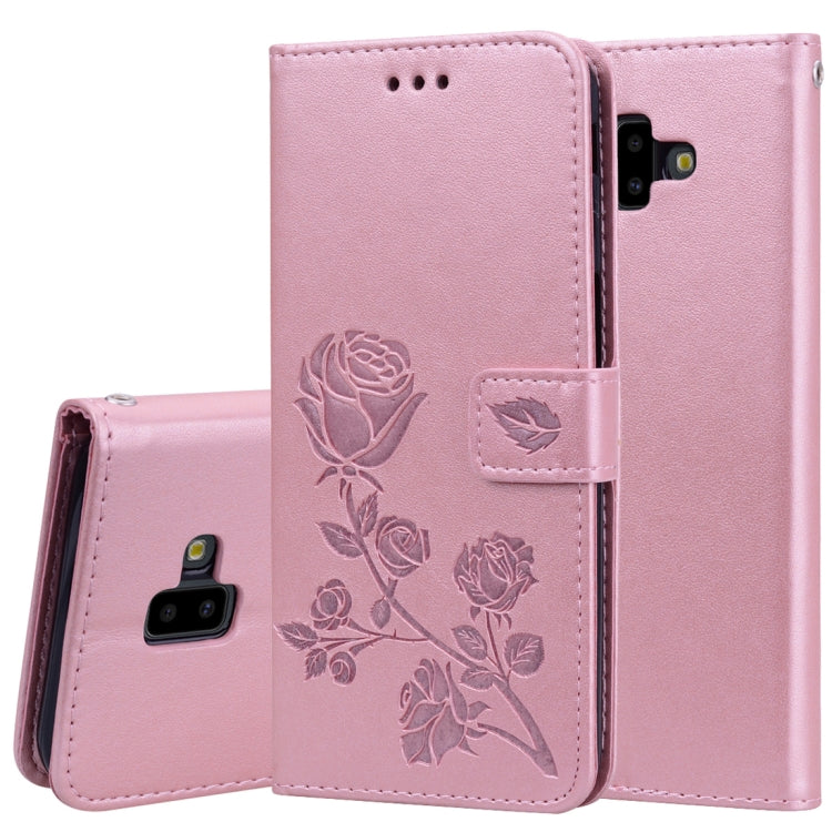 Rose Embossed Horizontal Flip PU Leather Case for Samsung Galaxy J6 Plus, with Holder & Card Slots & Wallet