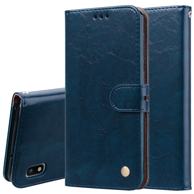 Business Style Oil Wax Texture Horizontal Flip Leather Case for Galaxy A10, with Holder & Card Slots & Wallet