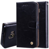 Business Style Oil Wax Texture Horizontal Flip Leather Case for Galaxy J2 Core, with Holder & Card Slots & Wallet