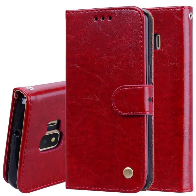 Business Style Oil Wax Texture Horizontal Flip Leather Case for Galaxy J2 Core, with Holder & Card Slots & Wallet