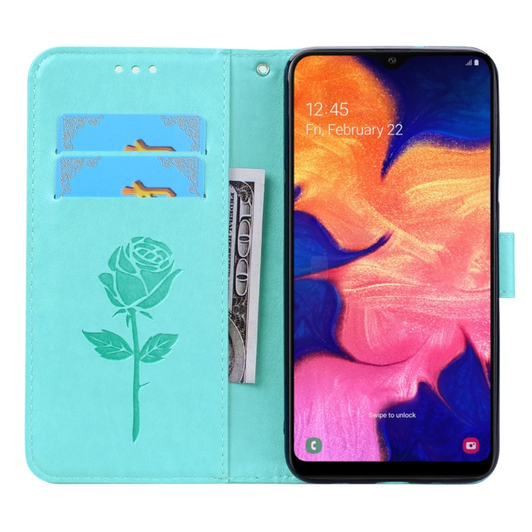 Rose Embossed Horizontal Flip PU Leather Case for Galaxy A10, with Holder & Card Slots & Wallet