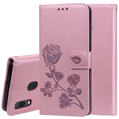 Rose Embossed Horizontal Flip PU Leather Case for Galaxy A30 / A20, with Holder & Card Slots & Wallet