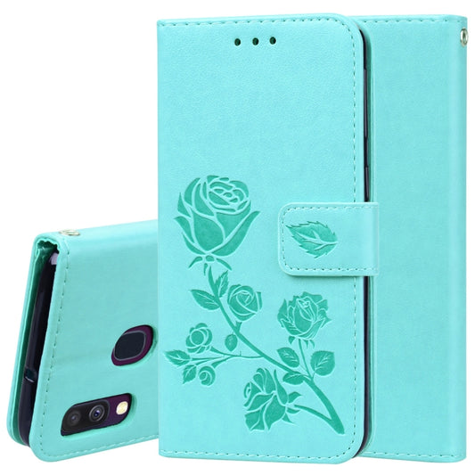 Rose Embossed Horizontal Flip PU Leather Case for Galaxy A40, with Holder & Card Slots & Wallet