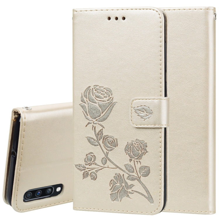 Rose Embossed Horizontal Flip PU Leather Case for Galaxy A70, with Holder & Card Slots & Wallet