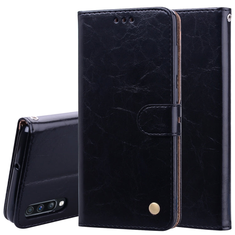 Business Style Oil Wax Texture Horizontal Flip Leather Case for Galaxy A70, with Holder & Card Slots & Wallet