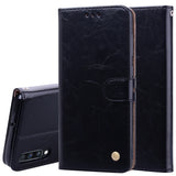 Business Style Oil Wax Texture Horizontal Flip Leather Case for Galaxy A70, with Holder & Card Slots & Wallet