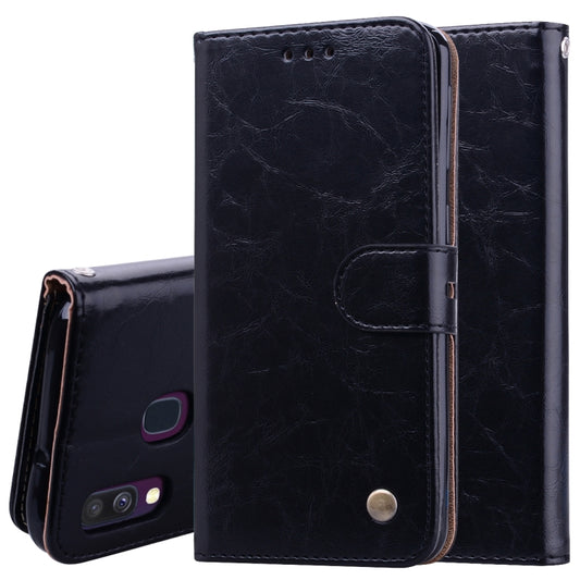 Business Style Oil Wax Texture Horizontal Flip Leather Case for Galaxy A40, with Holder & Card Slots & Wallet