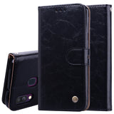 Business Style Oil Wax Texture Horizontal Flip Leather Case for Galaxy A40, with Holder & Card Slots & Wallet