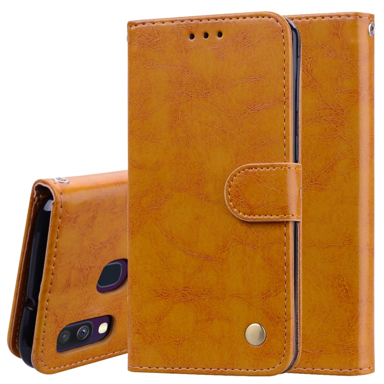 Business Style Oil Wax Texture Horizontal Flip Leather Case for Galaxy A40, with Holder & Card Slots & Wallet