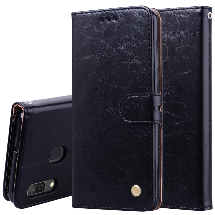 Business Style Oil Wax Texture Horizontal Flip Leather Case for Galaxy A30, with Holder & Card Slots & Wallet