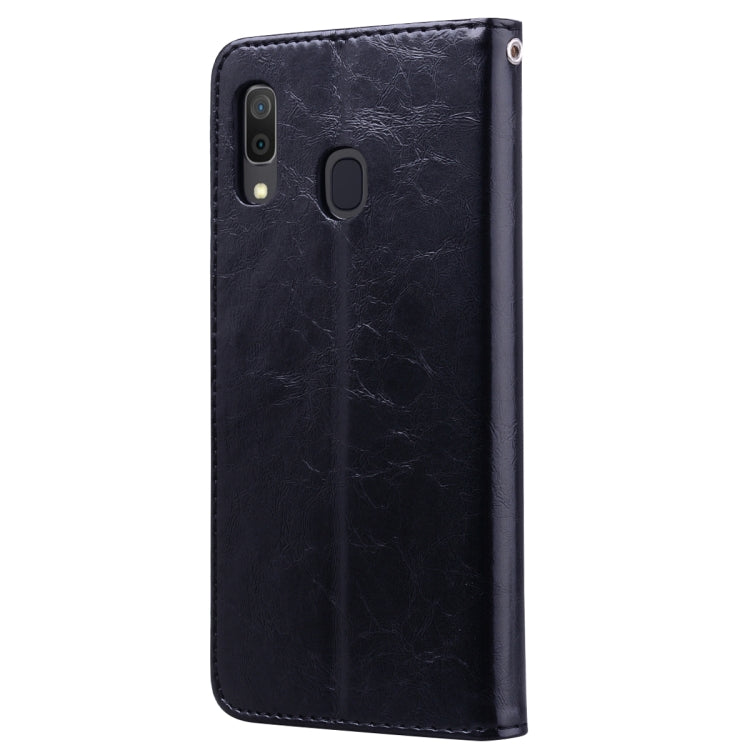 Business Style Oil Wax Texture Horizontal Flip Leather Case for Galaxy A30, with Holder & Card Slots & Wallet