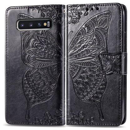 Butterfly Love Flowers Embossing Horizontal Flip Leather Case for Galaxy S10+, with Holder & Card Slots & Wallet & Lanyard, For Galaxy S10+