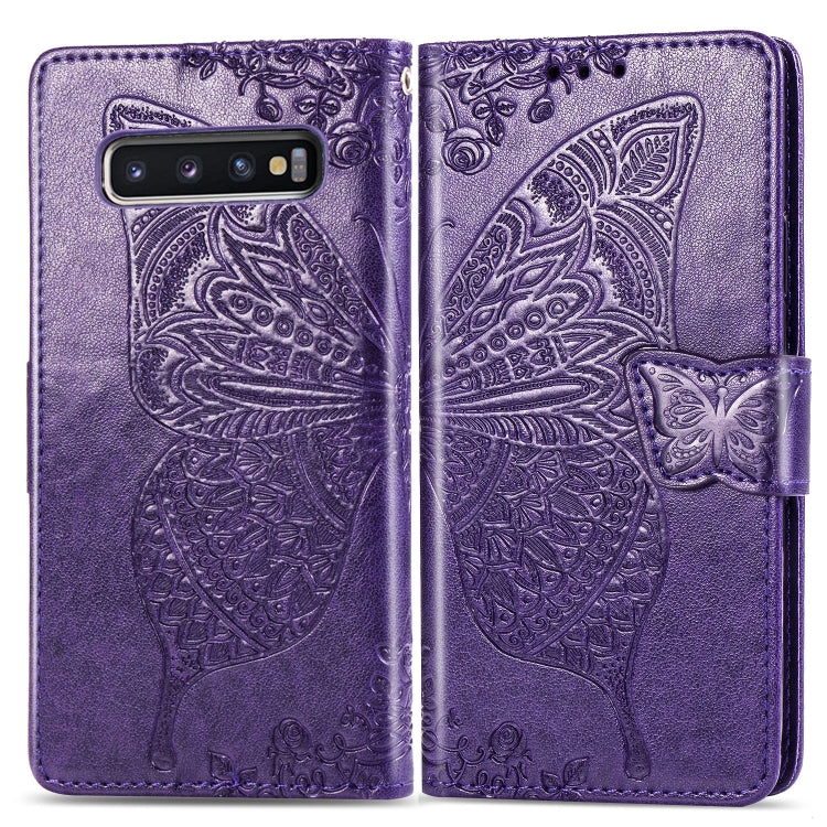 Butterfly Love Flowers Embossing Horizontal Flip Leather Case for Galaxy S10+, with Holder & Card Slots & Wallet & Lanyard, For Galaxy S10+