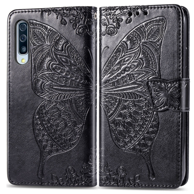 Butterfly Love Flowers Embossing Horizontal Flip Leather Case for Galaxy A50, with Holder & Card Slots & Wallet & Lanyard, For Galaxy A50