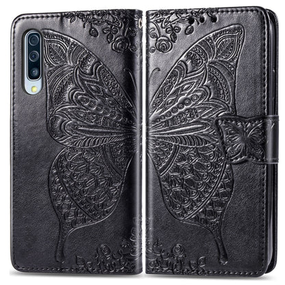 Butterfly Love Flowers Embossing Horizontal Flip Leather Case for Galaxy A50, with Holder & Card Slots & Wallet & Lanyard, For Galaxy A50