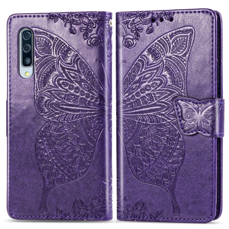 Butterfly Love Flowers Embossing Horizontal Flip Leather Case for Galaxy A70, with Holder & Card Slots & Wallet & Lanyard, For Galaxy A70