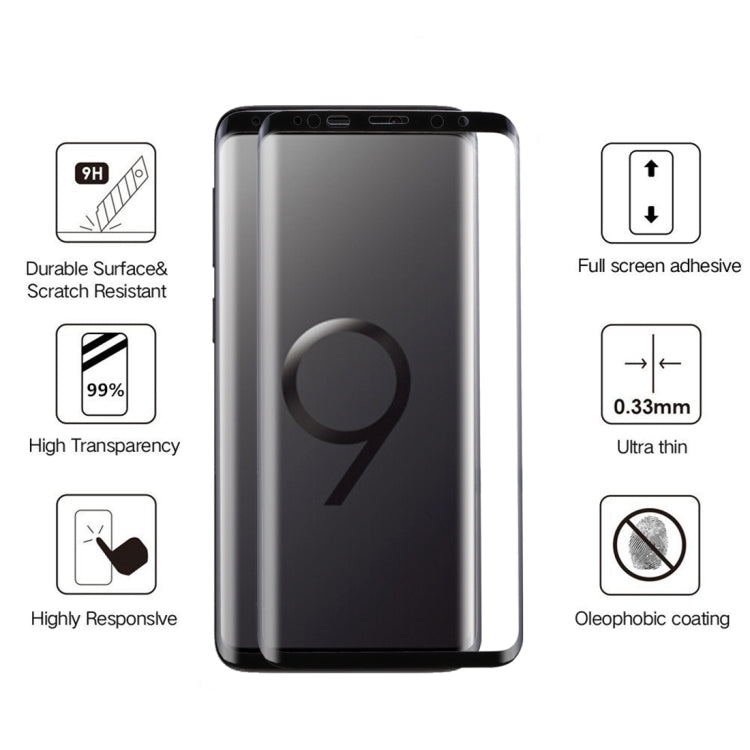 For Galaxy S9 0.33mm 9H Surface Hardness 3D Curved Edge Anti-scratch Full Screen HD Fully Adhesive Glass Screen Protector