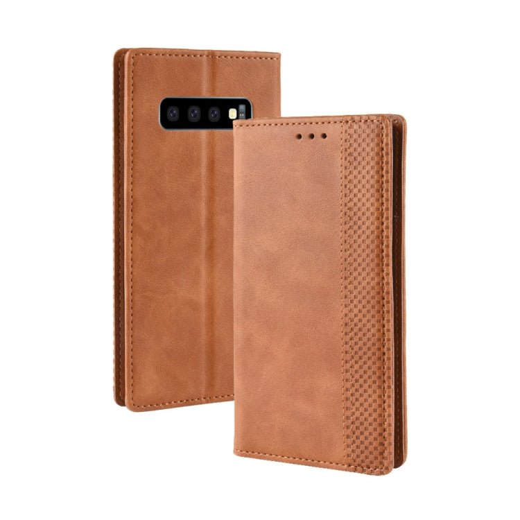 Magnetic Buckle Retro Crazy Horse Texture Horizontal Flip Leather Case for Galaxy S10 (5G), with Holder & Card Slots & Photo Frame, For Galaxy S10 (5G)