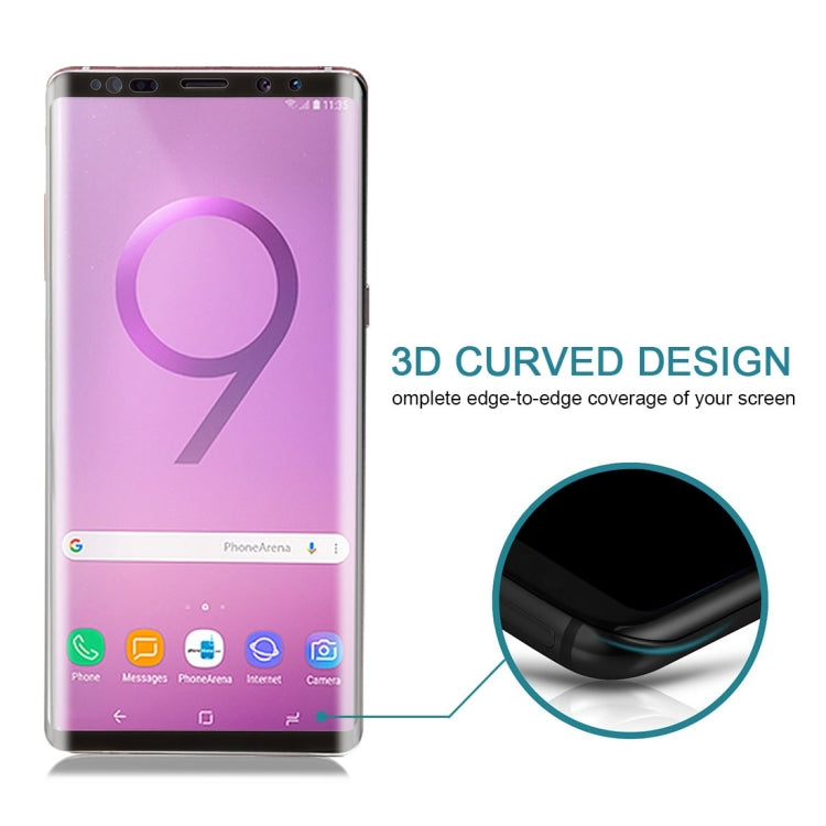 25 PCS 0.26mm 9H Surface Hardness 3D Curved Edge Full Screen Tempered Glass Film for Galaxy Note 9