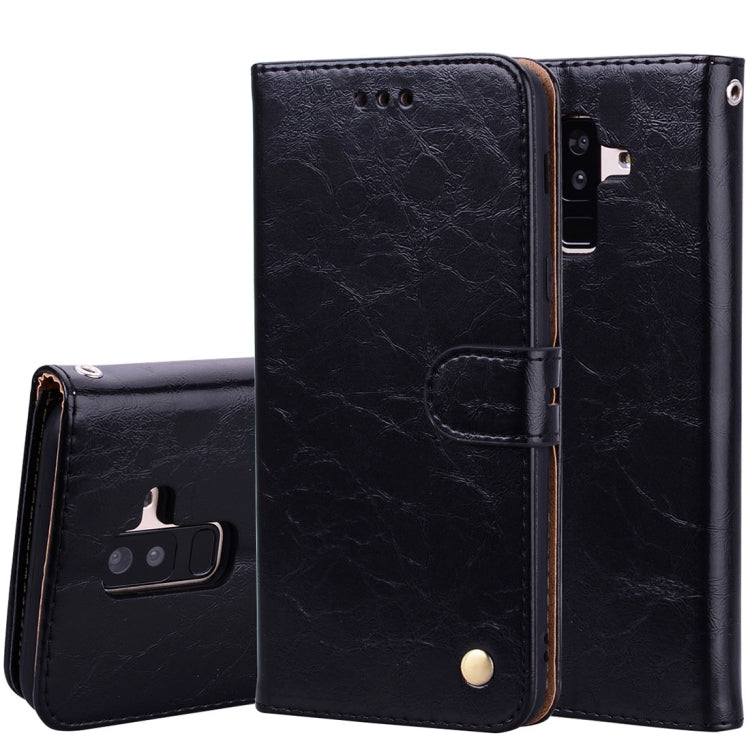 Business Style Oil Wax Texture Horizontal Flip Leather Case for Galaxy A6 Plus (2018), with Holder & Card Slots & Wallet