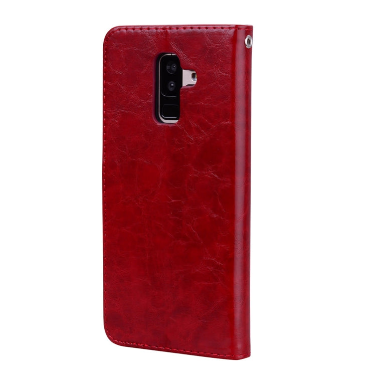 Business Style Oil Wax Texture Horizontal Flip Leather Case for Galaxy A6 Plus (2018), with Holder & Card Slots & Wallet