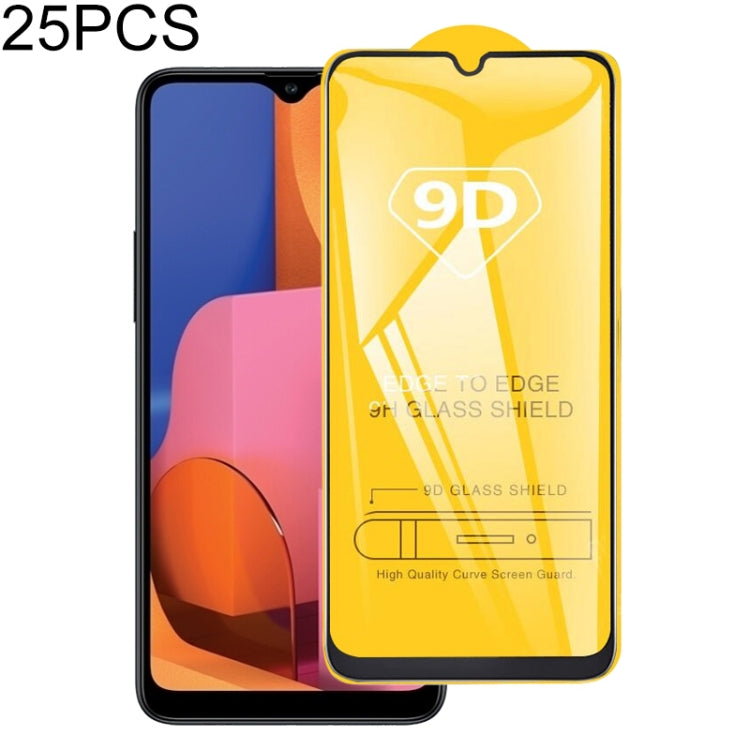 25 PCS For Galaxy A20s 9D Full Glue Full Screen Tempered Glass Film, For Galaxy A20s