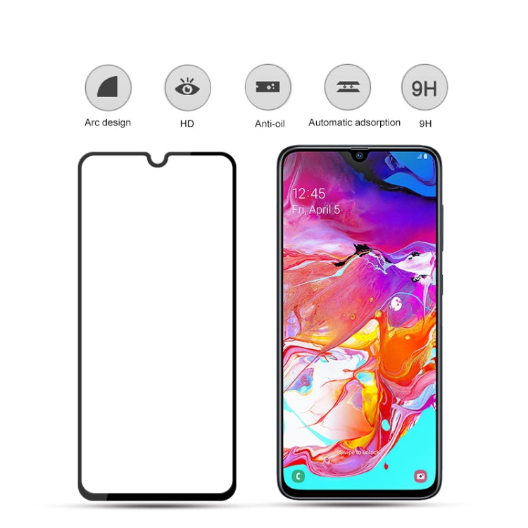 mocolo 0.33mm 9H 2.5D Full Glue Silk Print Tempered Glass Film for Galaxy A70, Support Fingerprint Unlock(Black), For Galaxy A70